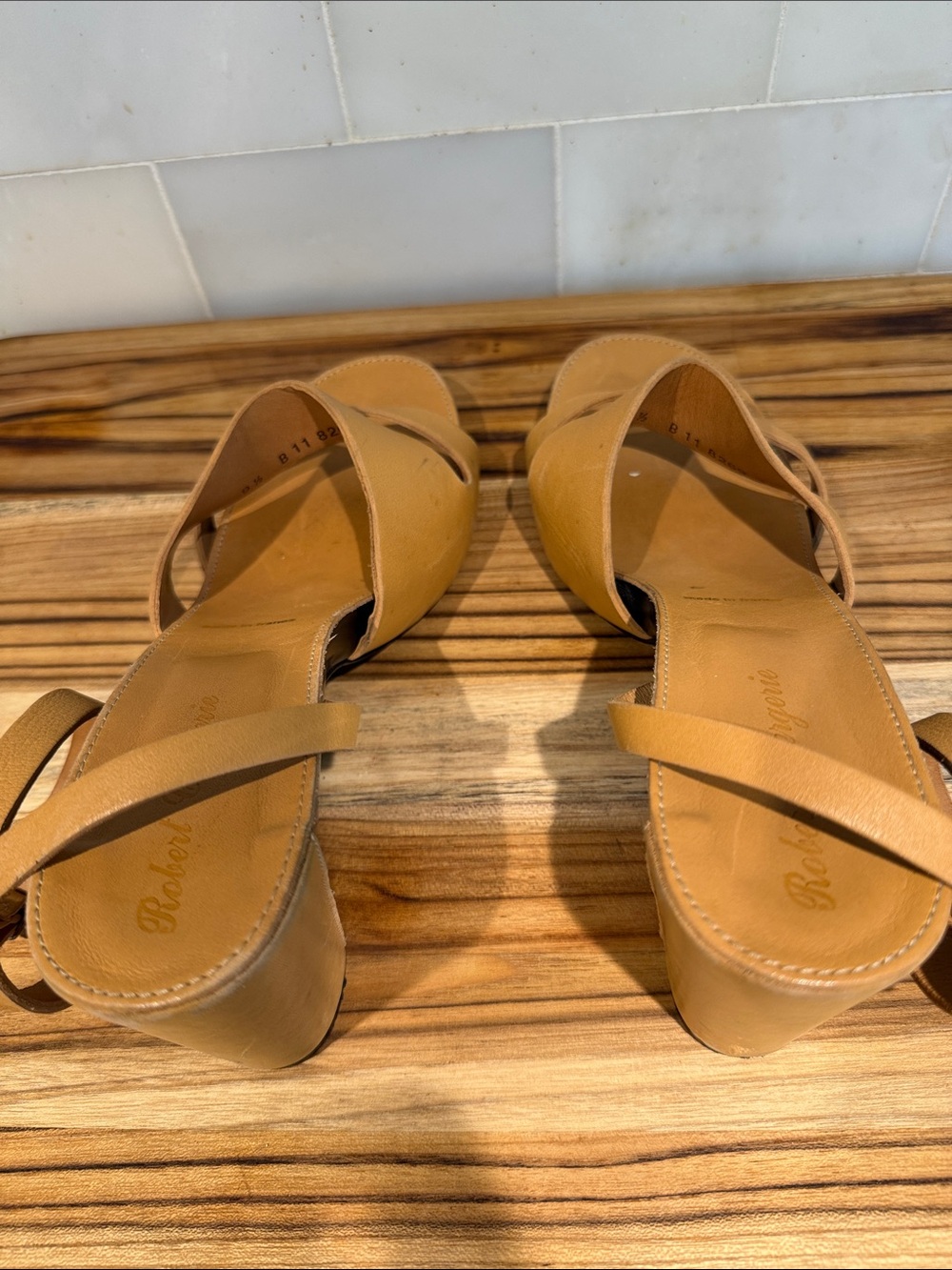 Robert Clergerie Tan Leather Strappy Ankle-Heel Sandals - Picture 7 of 11